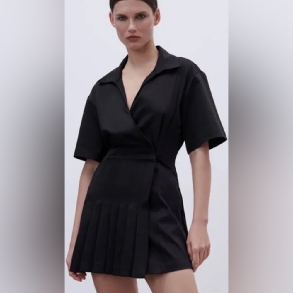 Zara black pleated dress size S